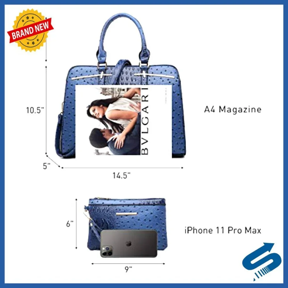 Vegan Leather Hobo Satchel Purse Set with 3 Compartments, Adjustable Strap